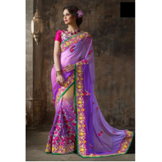 Beautiful Rose Inspired Embroidered Saree 